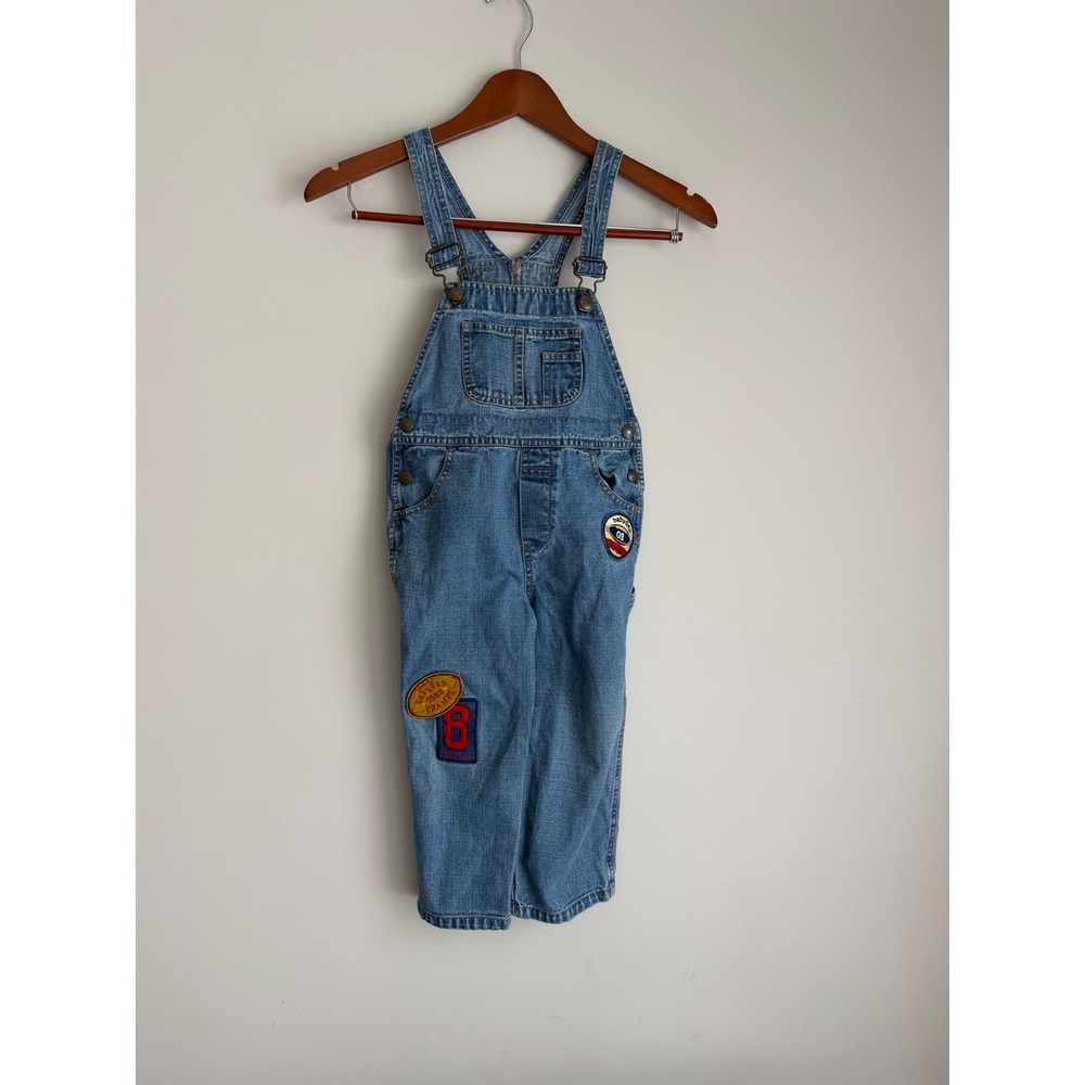 Baby Gap Kids Blue Denim Patches Overalls Vintage Sports Rugby Size‎ 3T